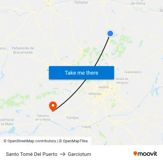 Santo Tomé Del Puerto to Garciotum map