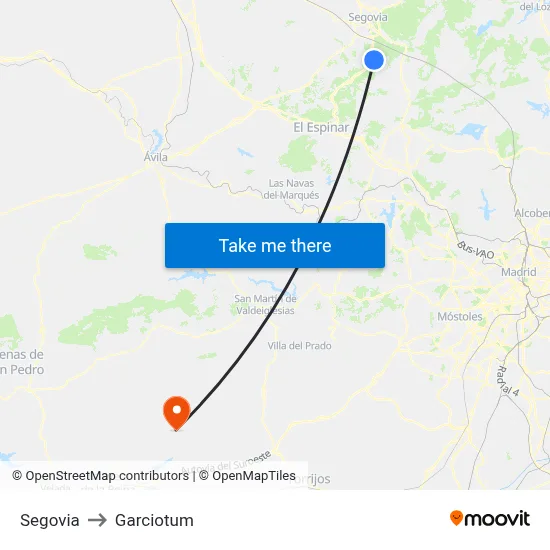 Segovia to Garciotum map