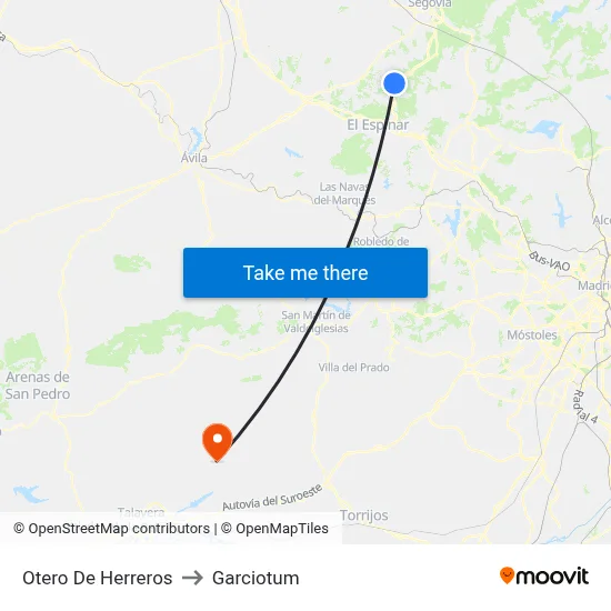 Otero De Herreros to Garciotum map
