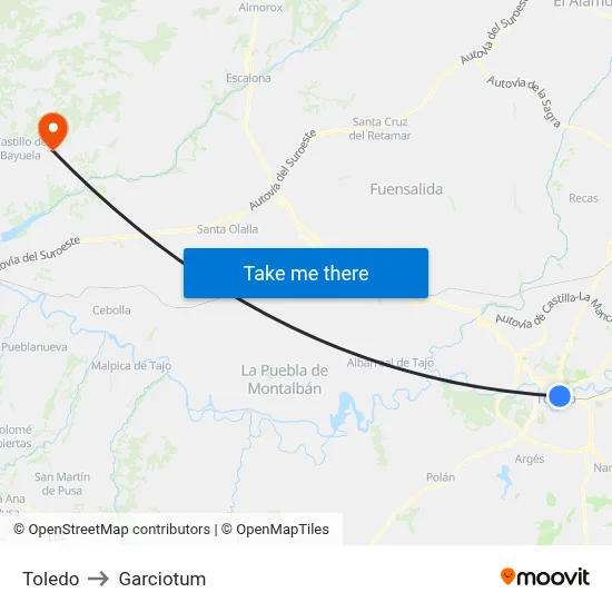 Toledo to Garciotum map