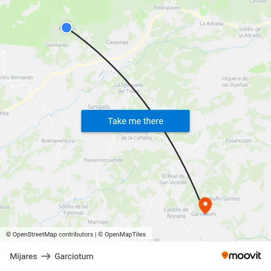Mijares to Garciotum map