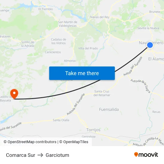 Comarca Sur to Garciotum map