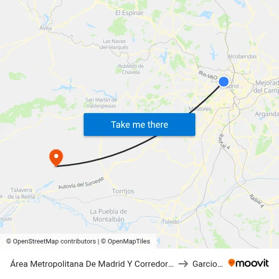 Área Metropolitana De Madrid Y Corredor Del Henares to Garciotum map