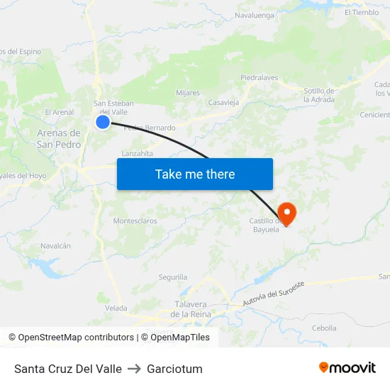 Santa Cruz Del Valle to Garciotum map