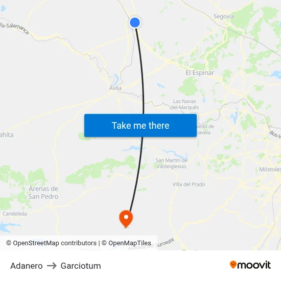 Adanero to Garciotum map