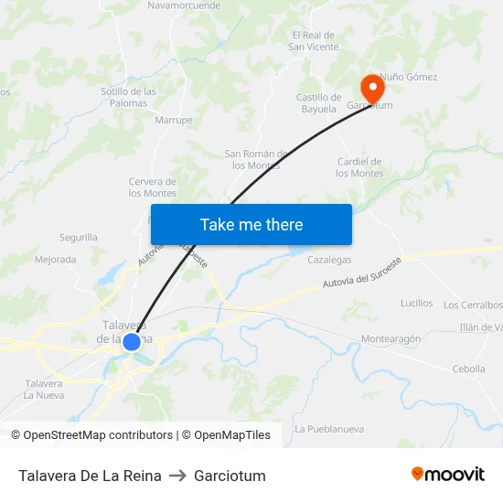 Talavera De La Reina to Garciotum map