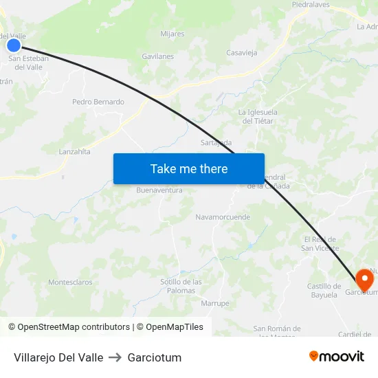 Villarejo Del Valle to Garciotum map