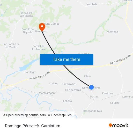 Domingo Pérez to Garciotum map