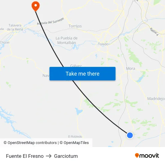 Fuente El Fresno to Garciotum map