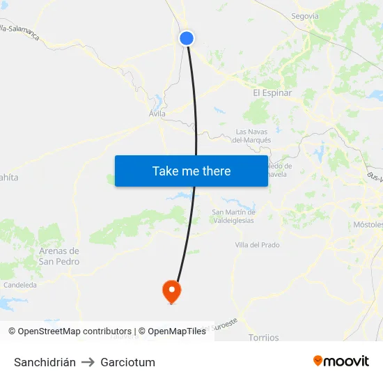 Sanchidrián to Garciotum map