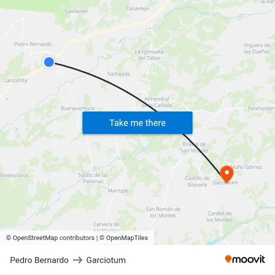 Pedro Bernardo to Garciotum map
