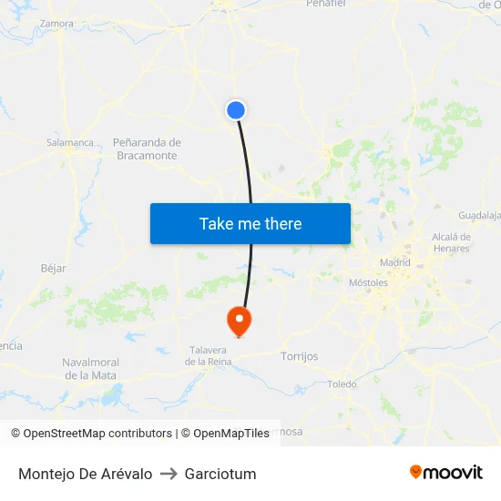 Montejo De Arévalo to Garciotum map
