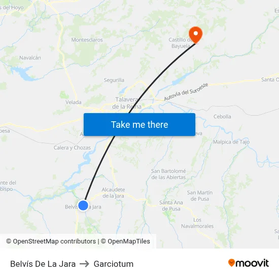 Belvís De La Jara to Garciotum map