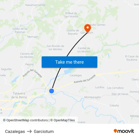 Cazalegas to Garciotum map