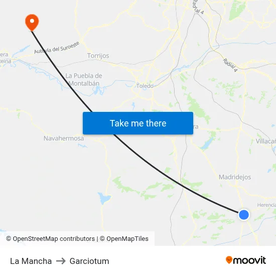 La Mancha to Garciotum map