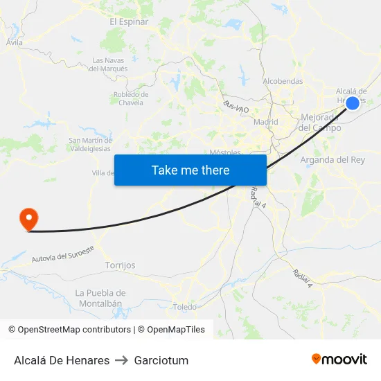 Alcalá De Henares to Garciotum map