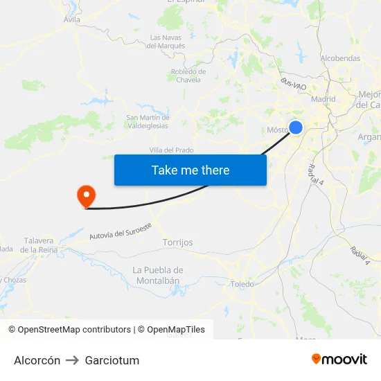 Alcorcón to Garciotum map