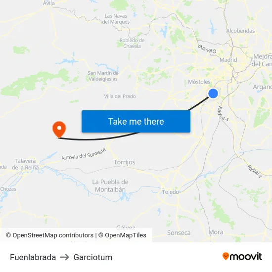Fuenlabrada to Garciotum map