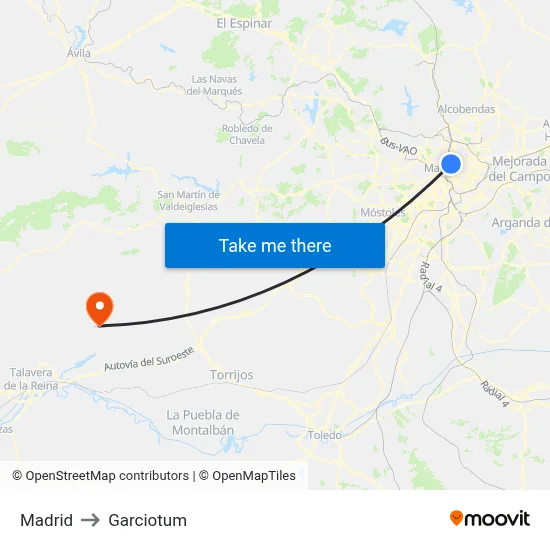 Madrid to Garciotum map