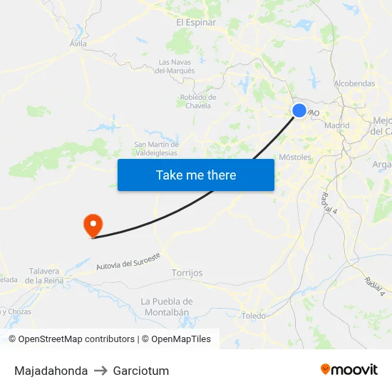 Majadahonda to Garciotum map