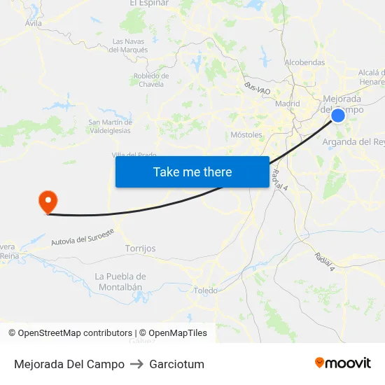 Mejorada Del Campo to Garciotum map
