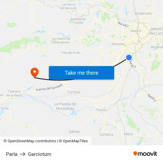 Parla to Garciotum map