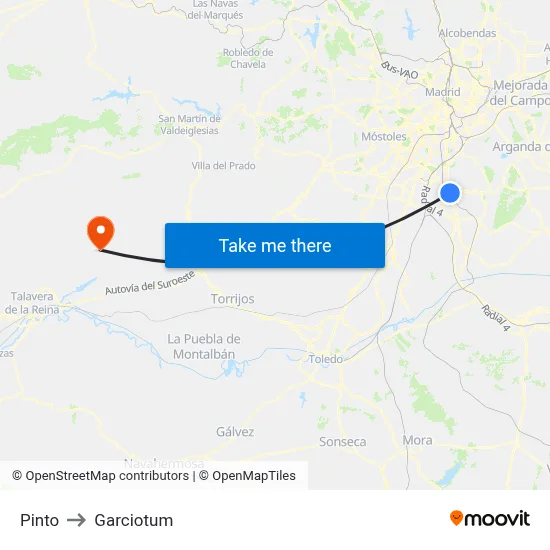 Pinto to Garciotum map