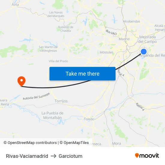Rivas-Vaciamadrid to Garciotum map