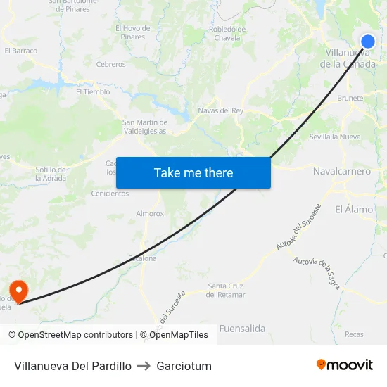 Villanueva Del Pardillo to Garciotum map