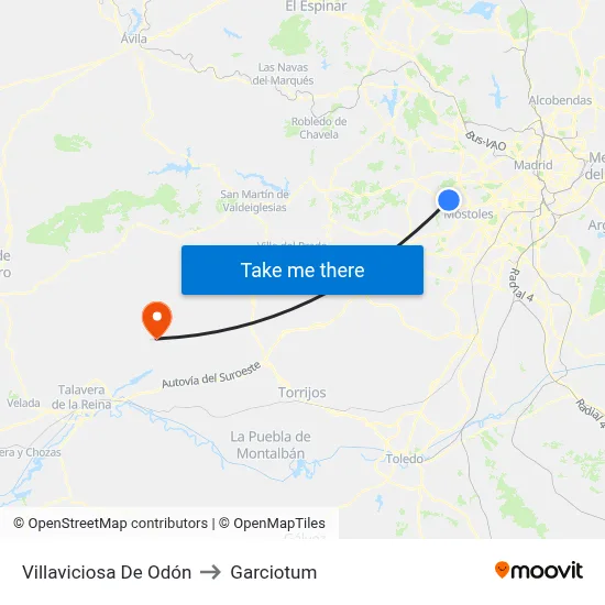 Villaviciosa De Odón to Garciotum map
