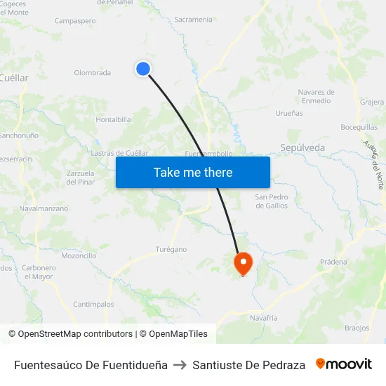 Fuentesaúco De Fuentidueña to Santiuste De Pedraza map