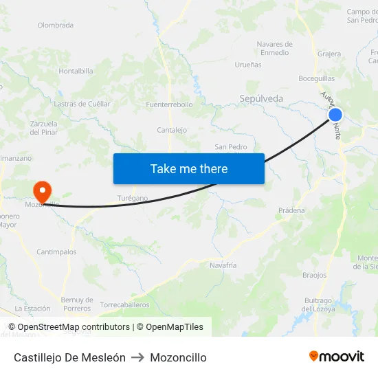 Castillejo De Mesleón to Mozoncillo map