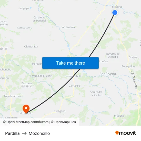 Pardilla to Mozoncillo map