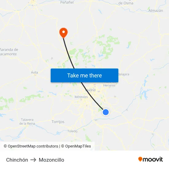 Chinchón to Mozoncillo map