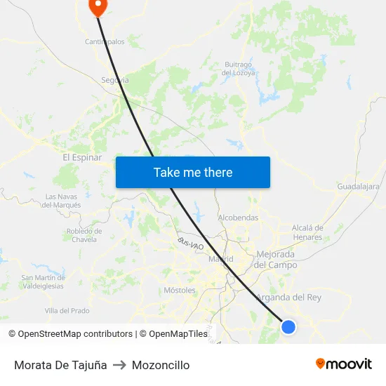 Morata De Tajuña to Mozoncillo map