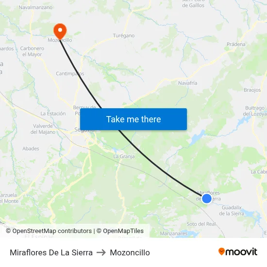 Miraflores De La Sierra to Mozoncillo map