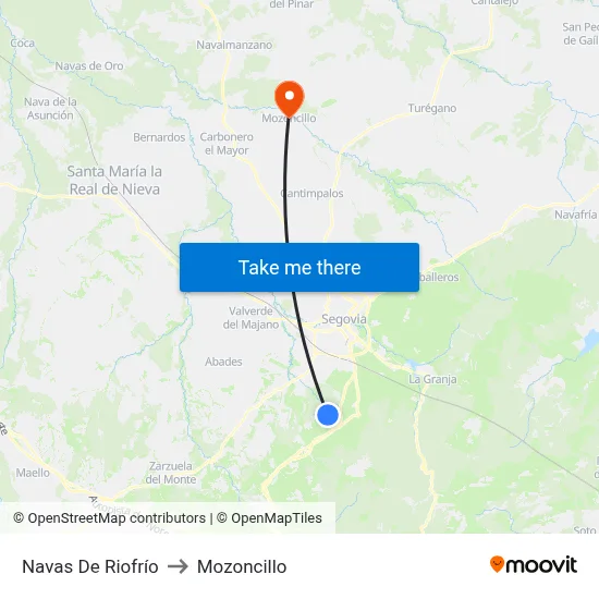 Navas De Riofrío to Mozoncillo map