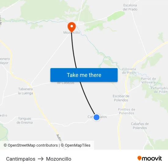 Cantimpalos to Mozoncillo map