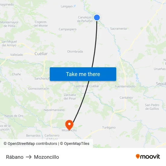 Rábano to Mozoncillo map