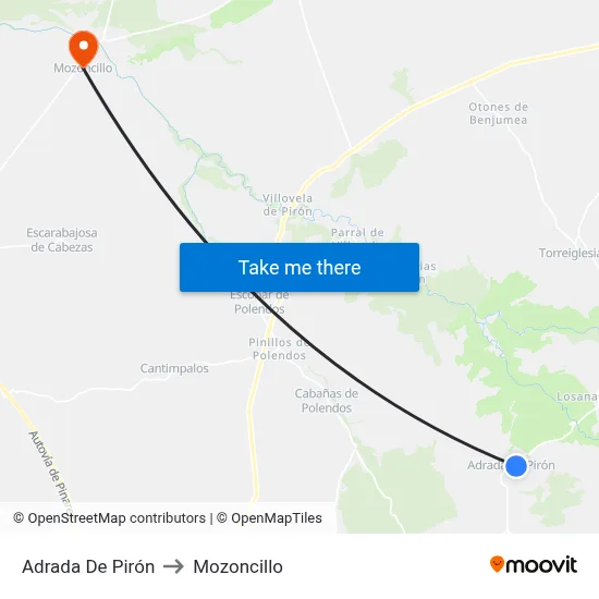 Adrada De Pirón to Mozoncillo map