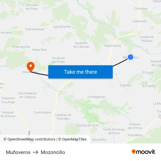 Muñoveros to Mozoncillo map