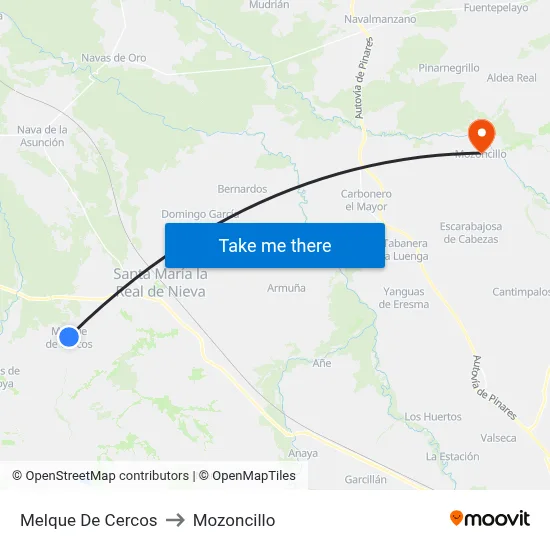 Melque De Cercos to Mozoncillo map