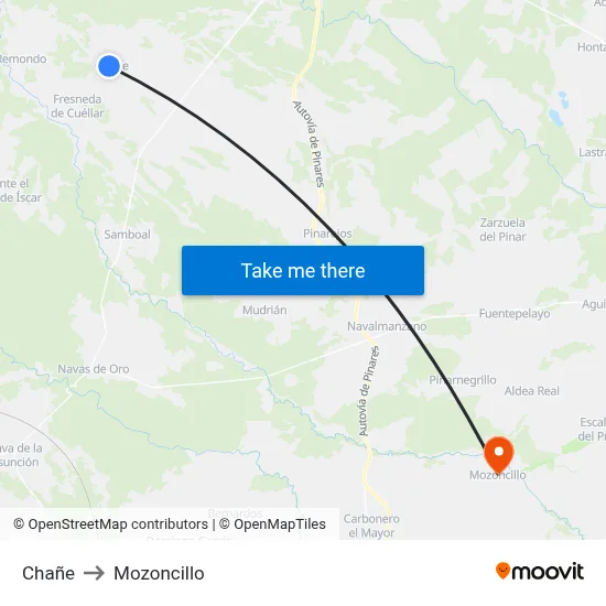 Chañe to Mozoncillo map