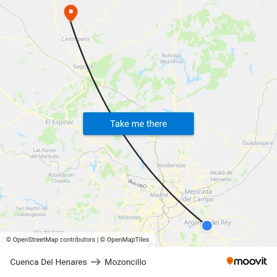 Cuenca Del Henares to Mozoncillo map
