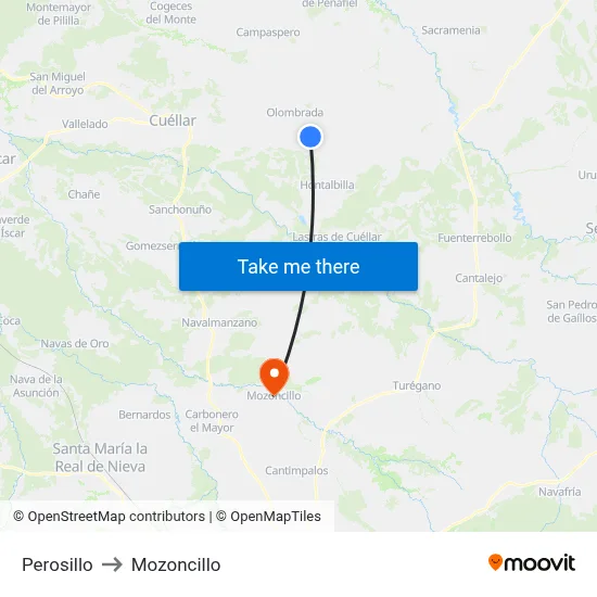 Perosillo to Mozoncillo map