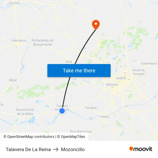 Talavera De La Reina to Mozoncillo map