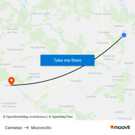 Cantalejo to Mozoncillo map