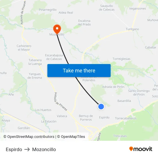 Espirdo to Mozoncillo map