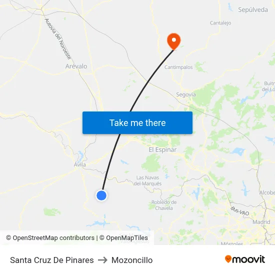 Santa Cruz De Pinares to Mozoncillo map