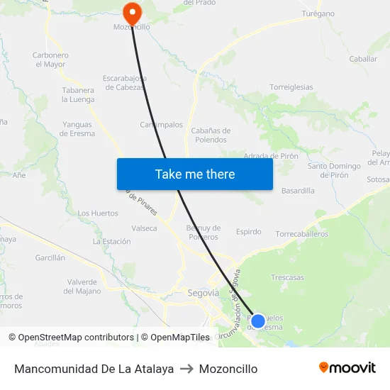 Mancomunidad De La Atalaya to Mozoncillo map